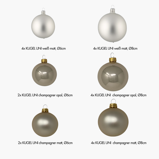Kugelset UNI 20 tlg. weiß/champagner