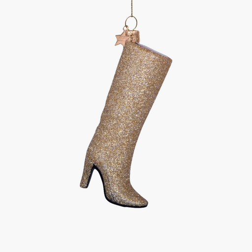 GLASFIGUR STIEFEL gold glitter