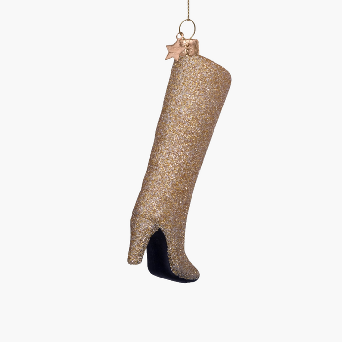 GLASFIGUR STIEFEL gold glitter