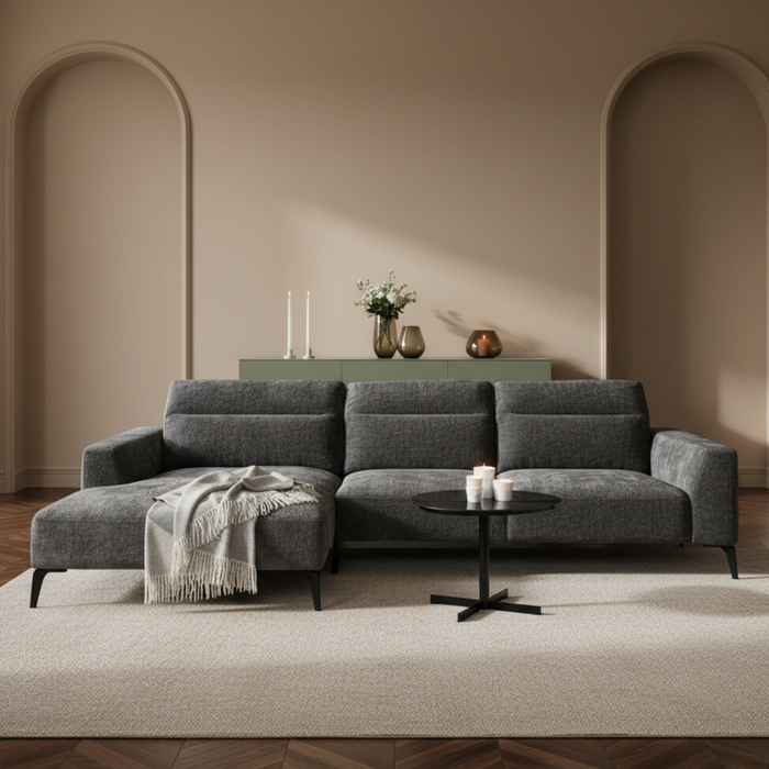 CASSINO 2,5er Sofa m. Chaiselounge grau