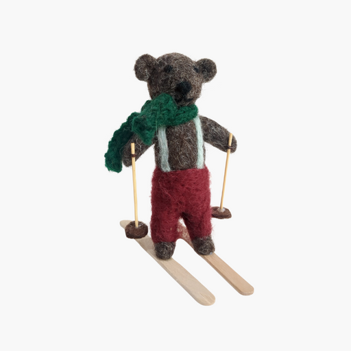 FILZHÄNGER BÄR Skifahrer braun