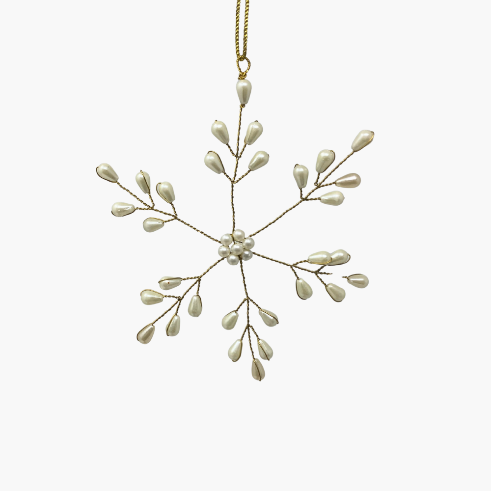 PEARL SNOWFLAKE Hänger weiß/gold