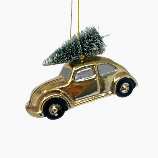 GLASFIGUR AUTO mit Baum gold