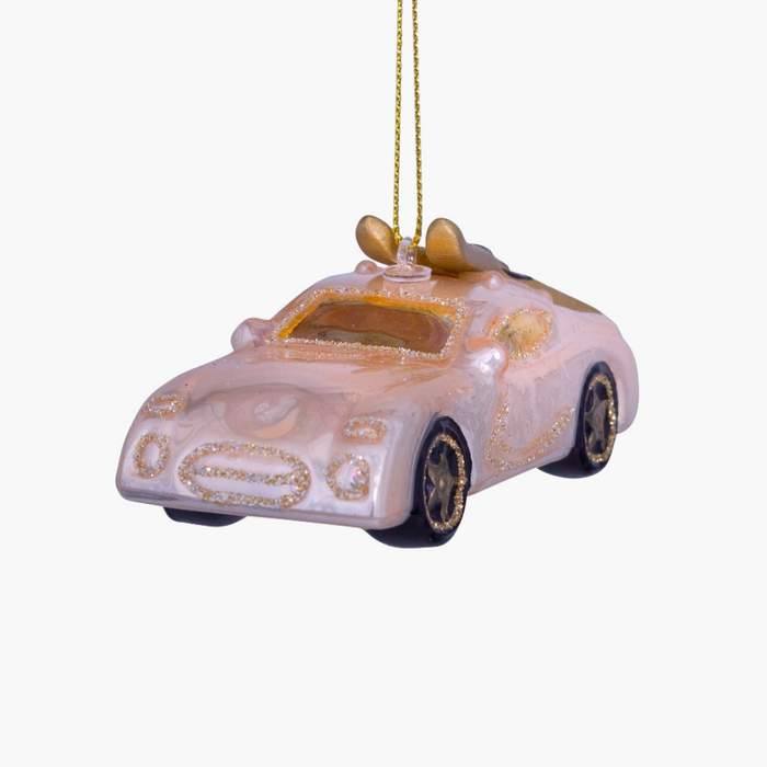 GLASFIGUR Auto mit Ski champagner