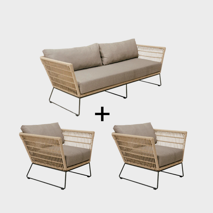 AVA III Outdoor 3er Sofa + 2 AVA III Outdoor Einzelsessel