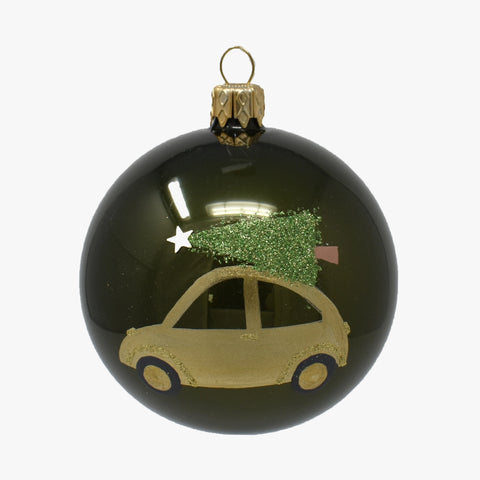 KUGEL AUTO mit Baum tannengrün