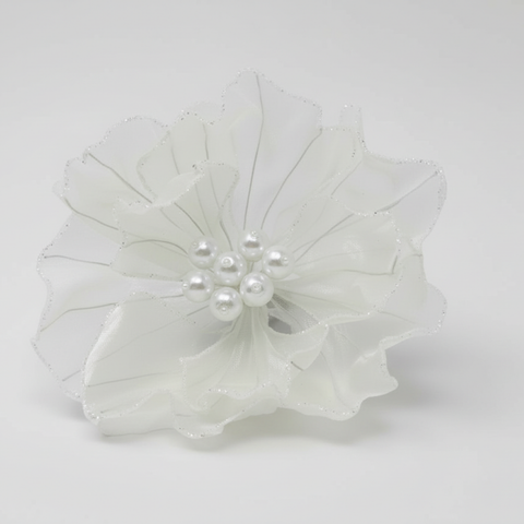 BLÜTE auf Clip mit Perlen ivory