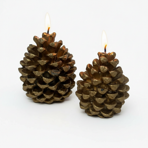 PINE CONE Formkerze bronze