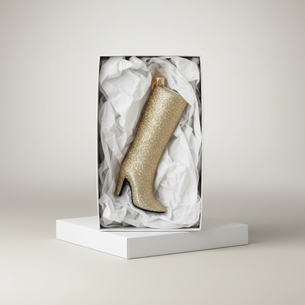 GLASFIGUR STIEFEL gold glitter