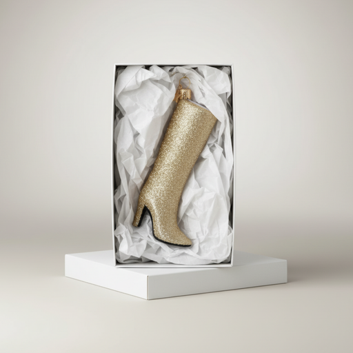 GLASFIGUR STIEFEL gold glitter
