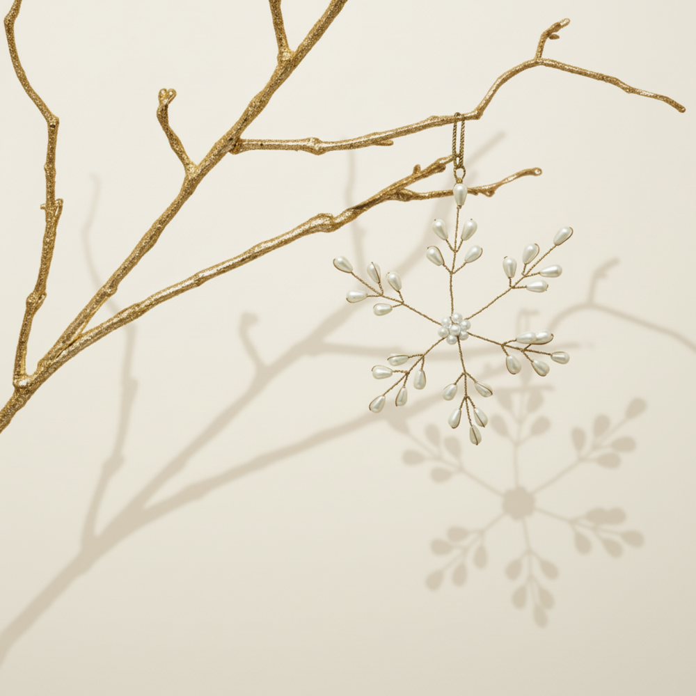 PEARL SNOWFLAKE Hänger weiß/gold