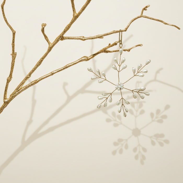 PEARL SNOWFLAKE Hänger weiß/gold