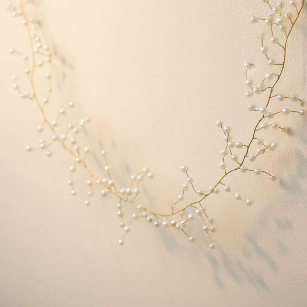 GIRLANDE PEARL weiß/gold 180cm