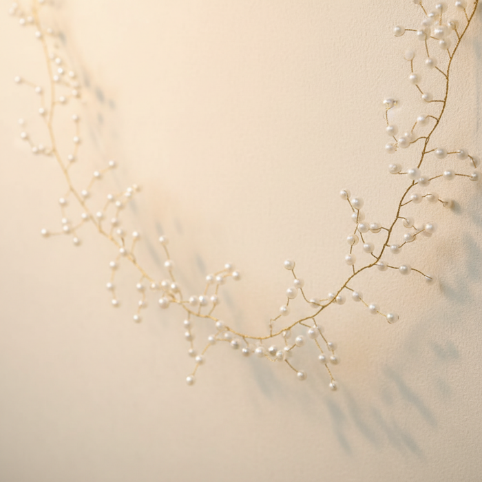 GIRLANDE PEARL weiß/gold 180cm