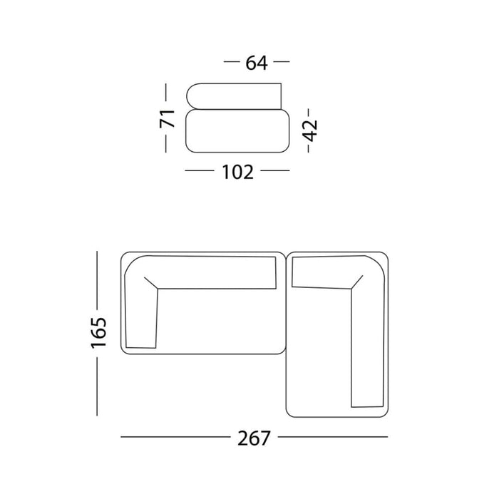 RONDO 2er Sofa mit Récamiere