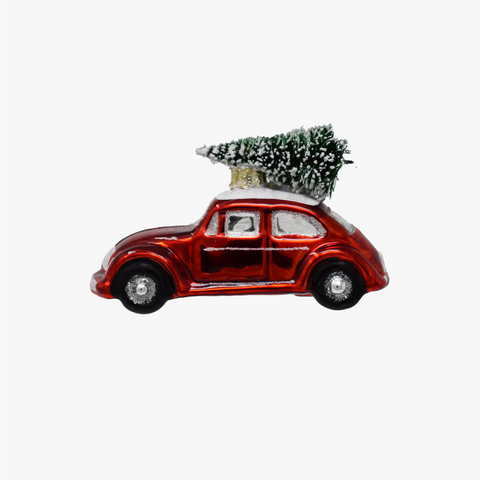 GLASFIGUR AUTO mit Baum rot