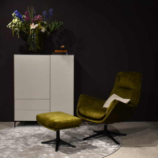 LORENZO Drehsessel & Hocker moosgrün