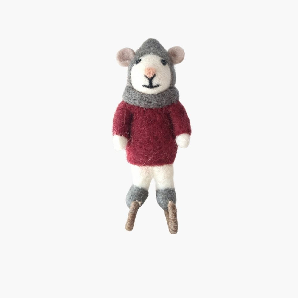 FILZHÄNGER MAUS Eisläufer bordeaux