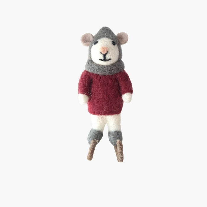 FILZHÄNGER MAUS Eisläufer bordeaux